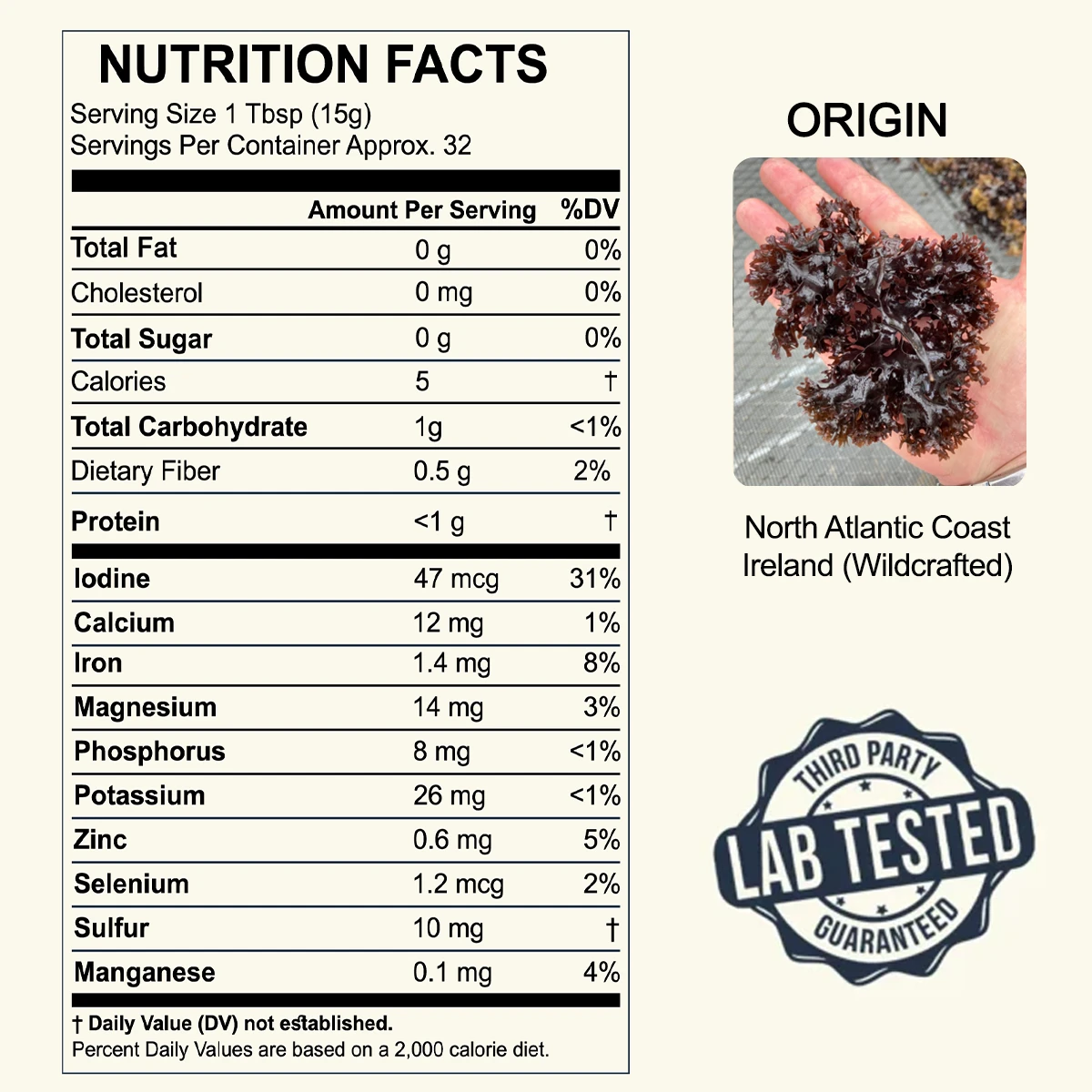 Oceanic 92 Supplement Facts Panel