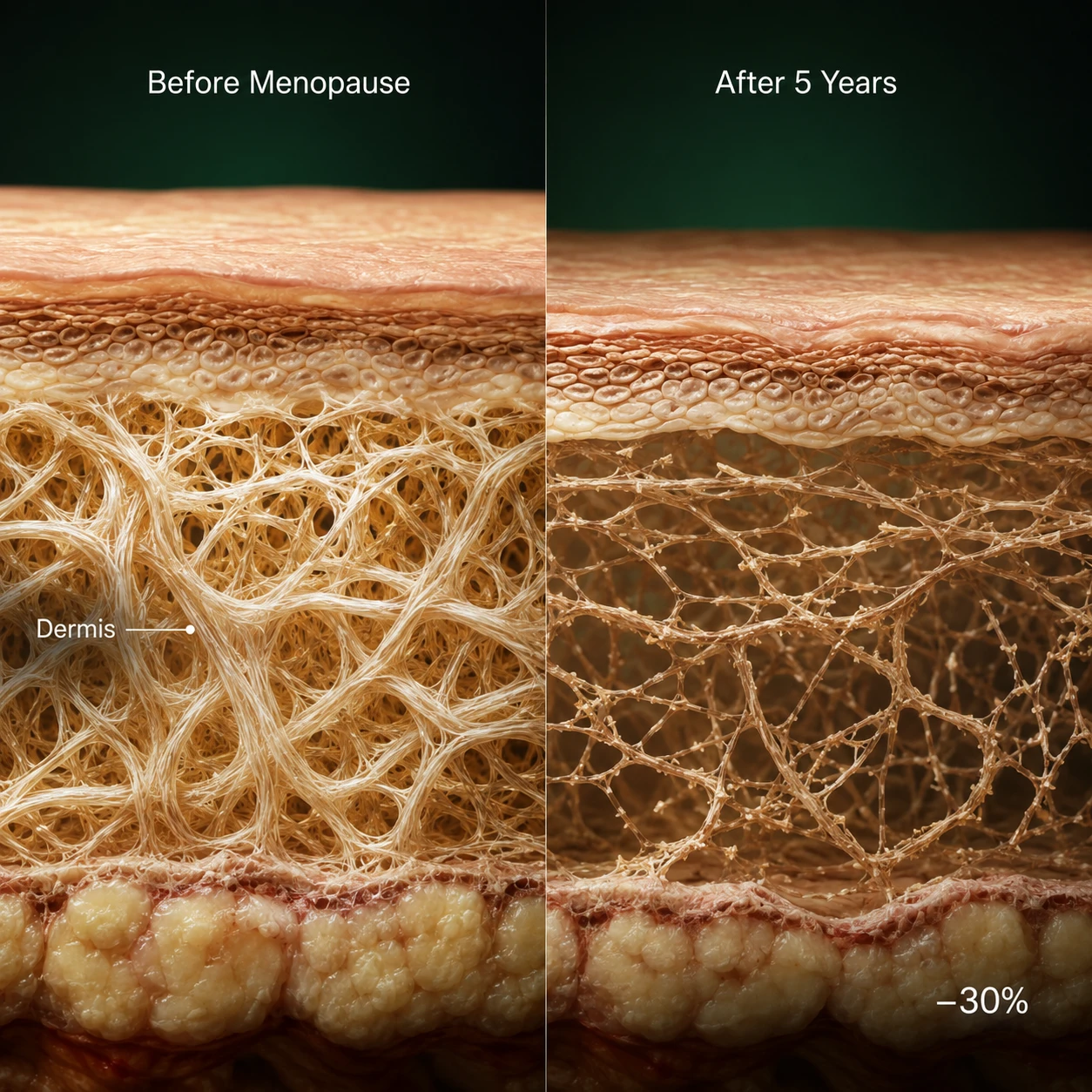 30 percent collagen loss menopause