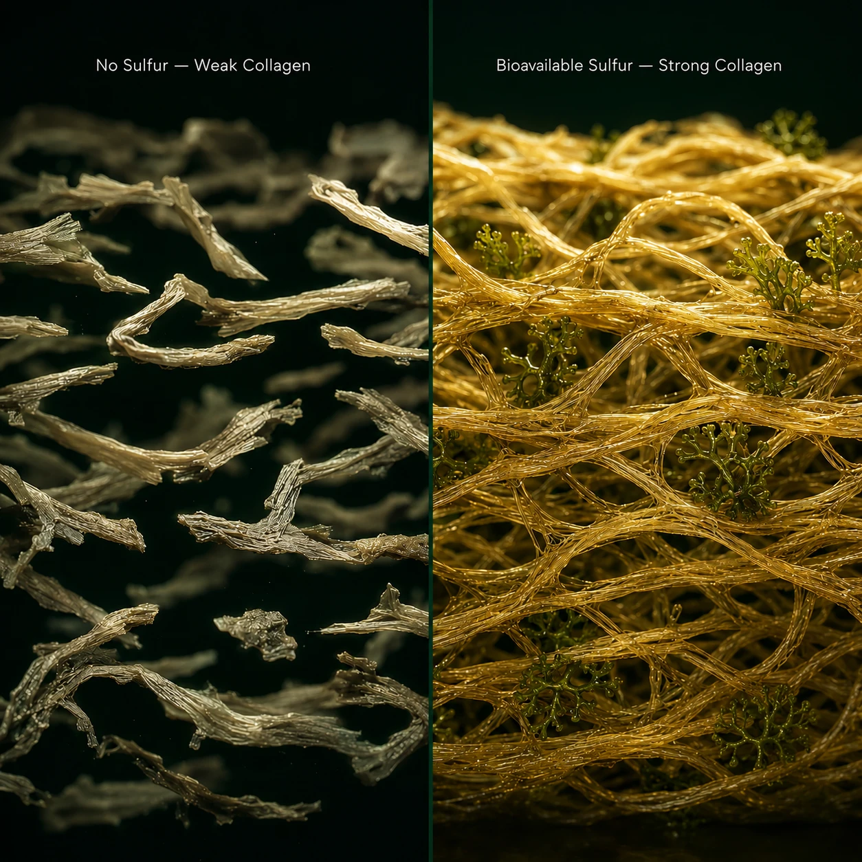 Sulfur bonds in collagen