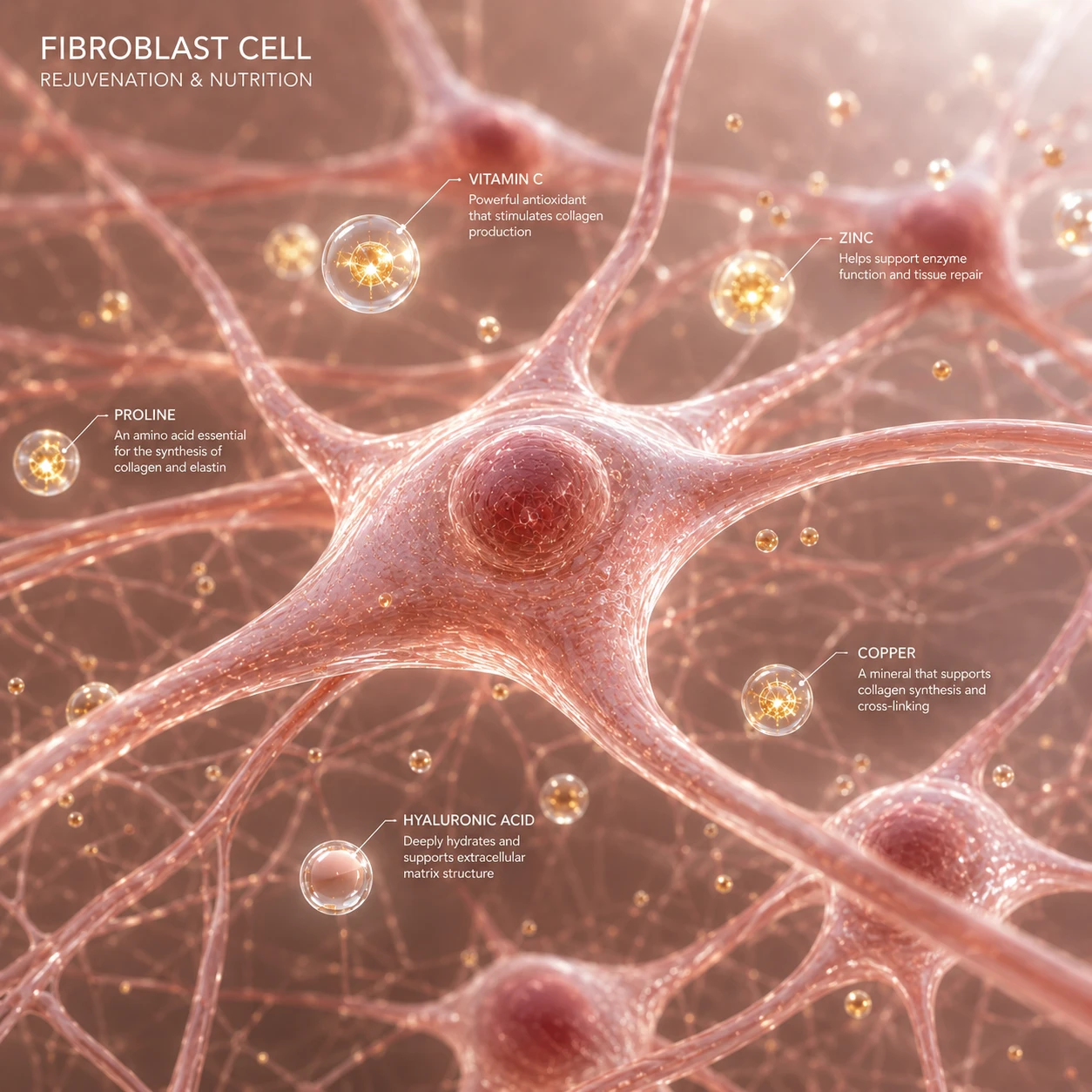 Minerals for fibroblast collagen production
