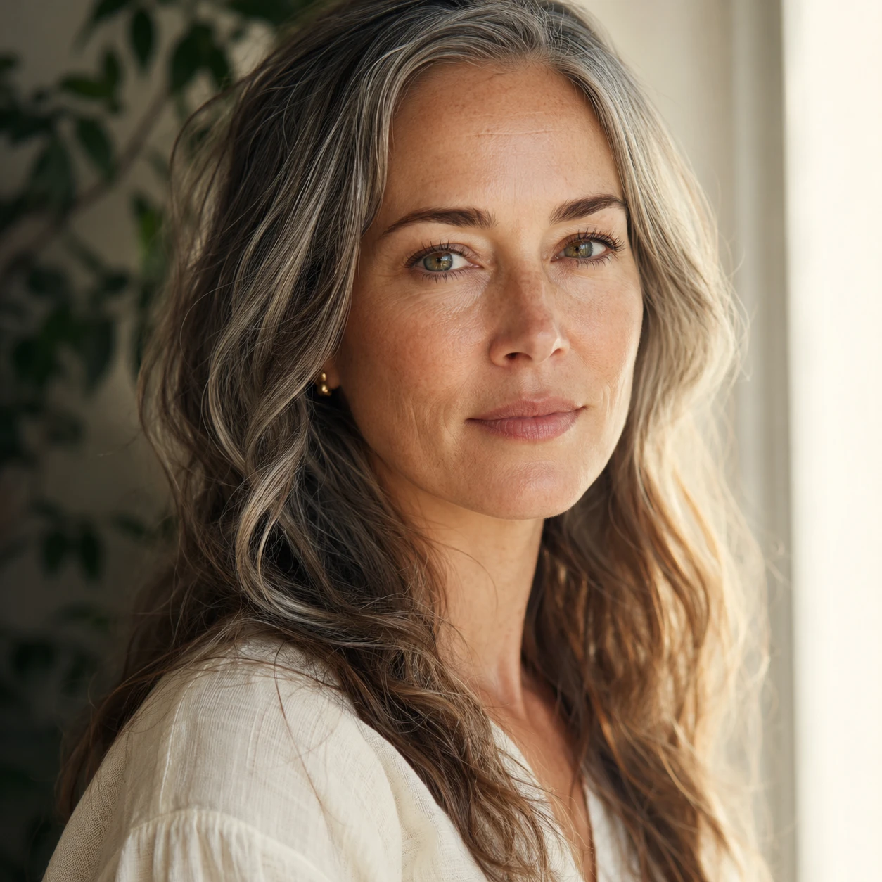 Beautiful woman 55 with natural skin
